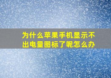 为什么苹果手机显示不出电量图标了呢怎么办