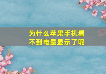 为什么苹果手机看不到电量显示了呢