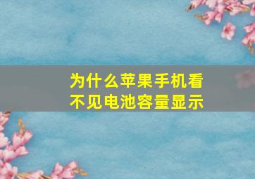 为什么苹果手机看不见电池容量显示