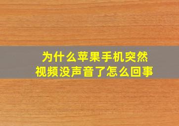 为什么苹果手机突然视频没声音了怎么回事