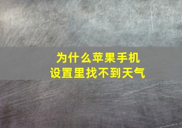 为什么苹果手机设置里找不到天气