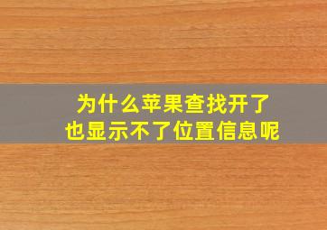 为什么苹果查找开了也显示不了位置信息呢