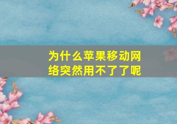 为什么苹果移动网络突然用不了了呢