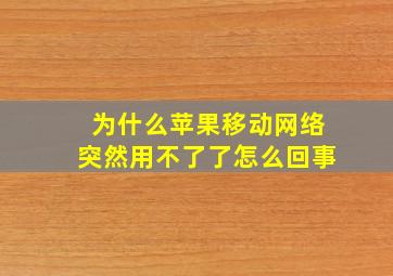 为什么苹果移动网络突然用不了了怎么回事