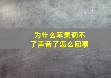 为什么苹果调不了声音了怎么回事