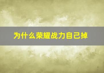 为什么荣耀战力自己掉