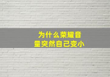 为什么荣耀音量突然自己变小