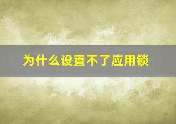 为什么设置不了应用锁