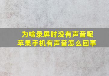 为啥录屏时没有声音呢苹果手机有声音怎么回事