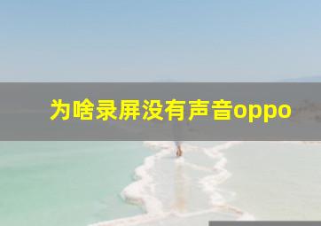 为啥录屏没有声音oppo