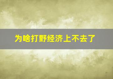 为啥打野经济上不去了