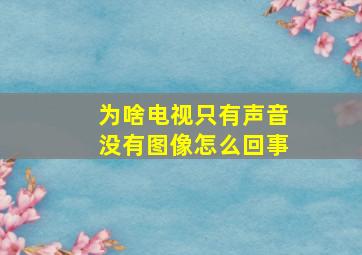 为啥电视只有声音没有图像怎么回事