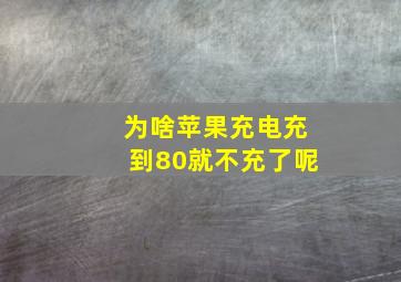 为啥苹果充电充到80就不充了呢