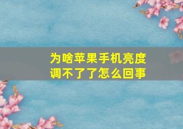 为啥苹果手机亮度调不了了怎么回事