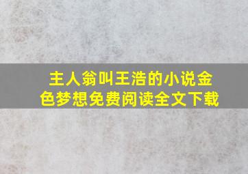 主人翁叫王浩的小说金色梦想免费阅读全文下载