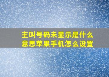 主叫号码未显示是什么意思苹果手机怎么设置