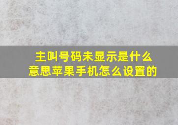 主叫号码未显示是什么意思苹果手机怎么设置的