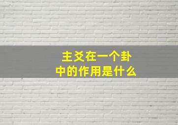 主爻在一个卦中的作用是什么