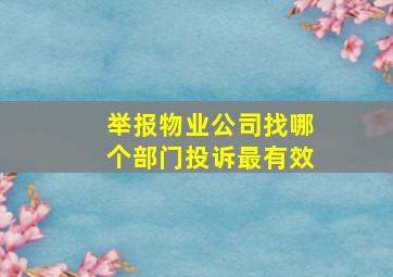 举报物业公司找哪个部门投诉最有效