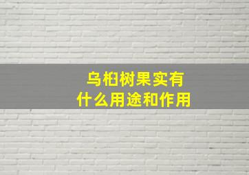 乌桕树果实有什么用途和作用