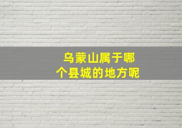 乌蒙山属于哪个县城的地方呢