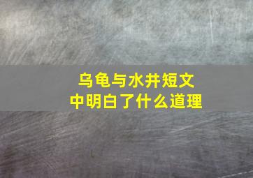 乌龟与水井短文中明白了什么道理