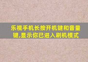 乐视手机长按开机键和音量键,显示你已进入刷机模式