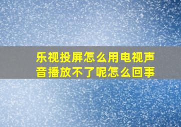 乐视投屏怎么用电视声音播放不了呢怎么回事