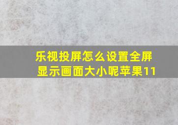 乐视投屏怎么设置全屏显示画面大小呢苹果11