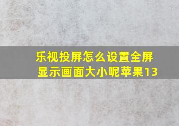 乐视投屏怎么设置全屏显示画面大小呢苹果13