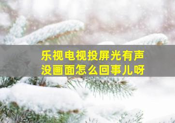 乐视电视投屏光有声没画面怎么回事儿呀