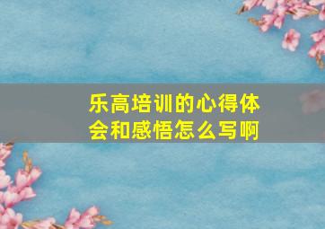 乐高培训的心得体会和感悟怎么写啊