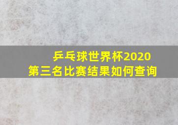 乒乓球世界杯2020第三名比赛结果如何查询