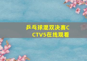 乒乓球混双决赛CCTV5在线观看