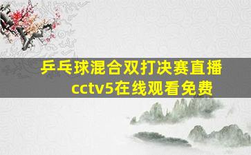 乒乓球混合双打决赛直播cctv5在线观看免费