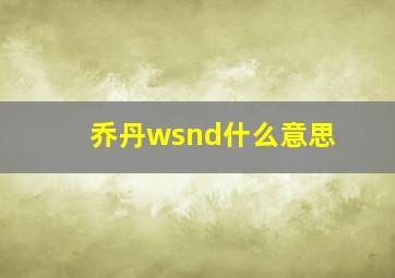 乔丹wsnd什么意思