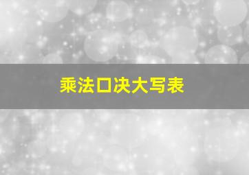 乘法口决大写表