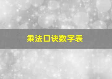 乘法口诀数字表