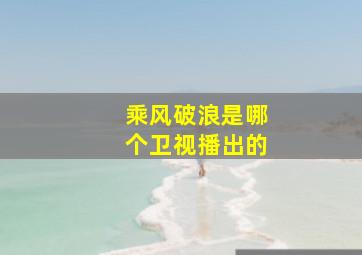 乘风破浪是哪个卫视播出的