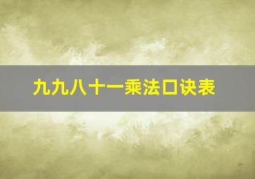 九九八十一乘法口诀表