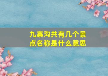 九寨沟共有几个景点名称是什么意思