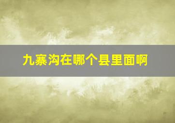 九寨沟在哪个县里面啊