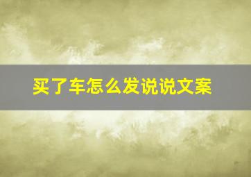 买了车怎么发说说文案