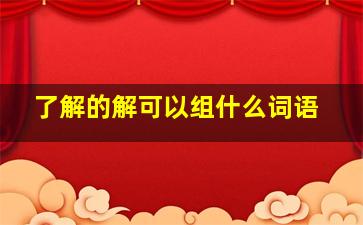 了解的解可以组什么词语