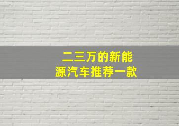 二三万的新能源汽车推荐一款