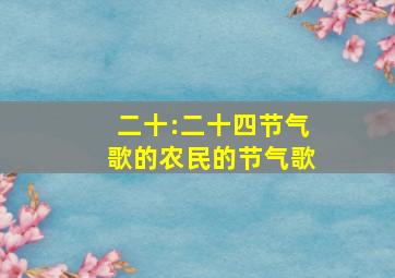 二十:二十四节气歌的农民的节气歌