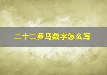 二十二罗马数字怎么写