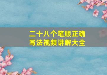 二十八个笔顺正确写法视频讲解大全