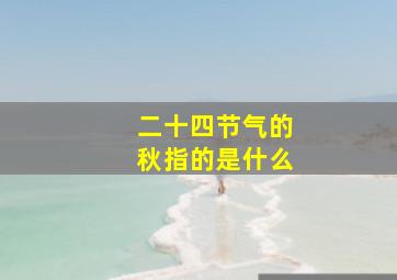 二十四节气的秋指的是什么