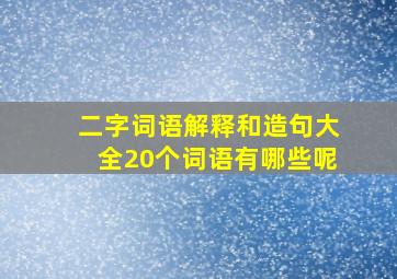 二字词语解释和造句大全20个词语有哪些呢